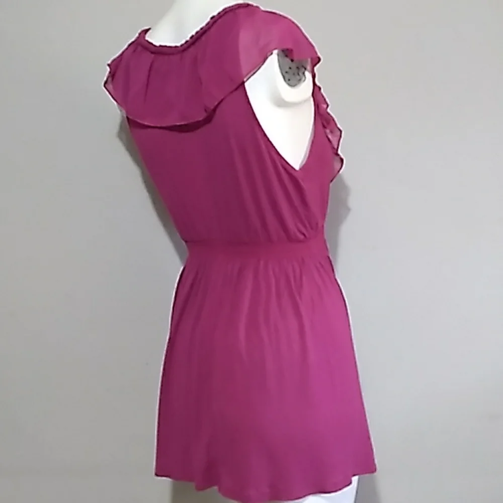 CCO New, | Robin K. | S pink blouse tunic v neck , ruffles neck BLOUSE OR DRESS - Picture 4 of 12